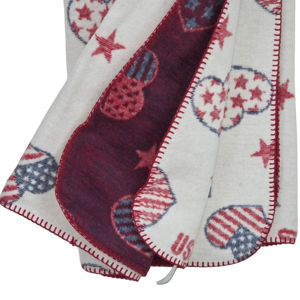 Docofil USA Hearts Patriotic Day Throw Blanket 51x67 July 4th Made in Portugal